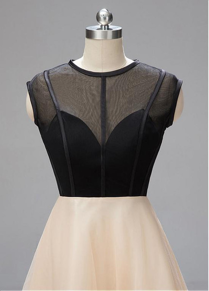 Black Organza & Tulle Jewel A-line Homecoming Dresses