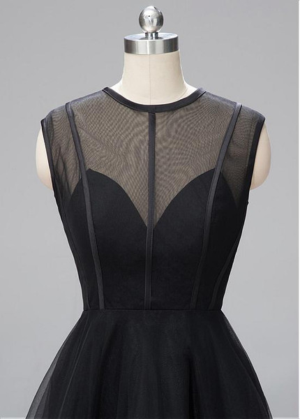 Black Tulle Jewel Knee-length A-line Homecoming Dress