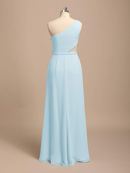 Mint Asymmetric Long  Maxi Chiffon Bridal Party Bridesmaid Dress