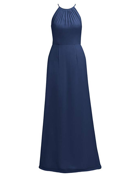 Long Lavender Halter Maxi Chiffon Bridesmaid Dresses 