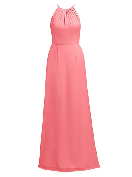 Long Lavender Halter Maxi Chiffon Bridesmaid Dresses 