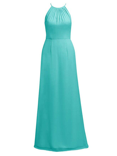 Long Lavender Halter Maxi Chiffon Bridesmaid Dresses 