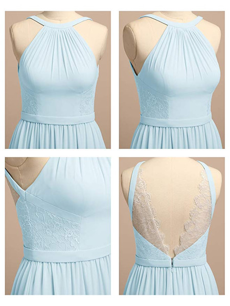 Grape Maxi Formal Long Halter Chiffon Bridesmaid Dress