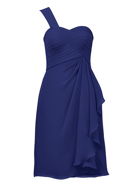 Green Short One Shoulder Ruffles Bridesmaid Gown Dress