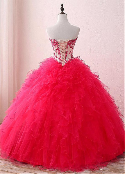 Sweetheart  Red Ball Gown Quinceanera Dresses With Detachable Jacket