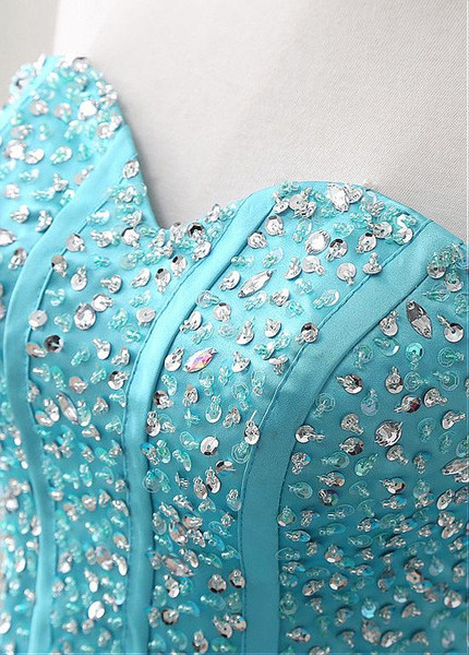 Beading Blue Organza Sweetheart Ball Gown Quinceanera Dresses