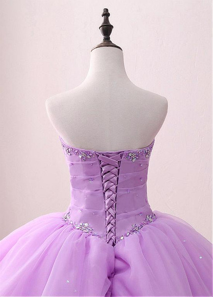 Satin Sweetheart Purple Beading  Floor-length Ball Gown Quinceanera Dress