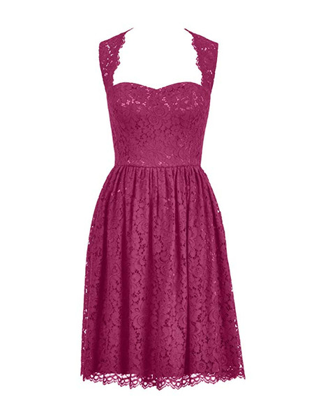 Black  Open Back Sleeveless Short Lace Bridesmaid Dress