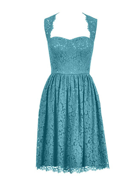 Black  Open Back Sleeveless Short Lace Bridesmaid Dress