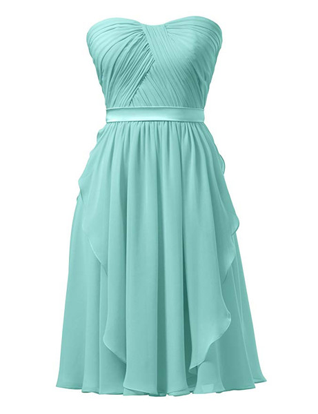 Mint Strapless Short Chiffon Bridesmaid Wedding Guest Dress