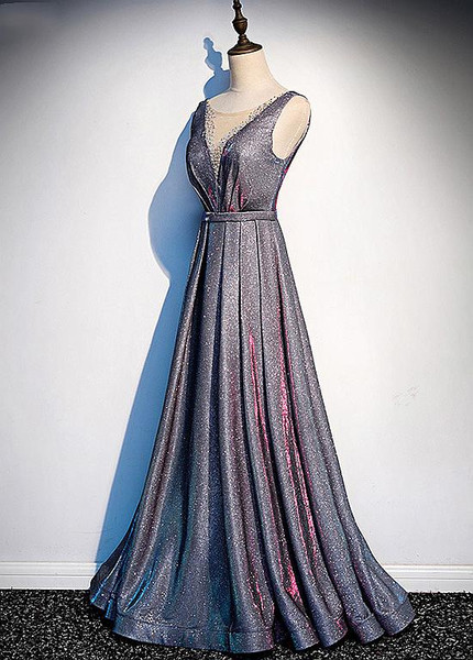 Sequin Jewel Beadings  A-line Evening Dresses With Belt