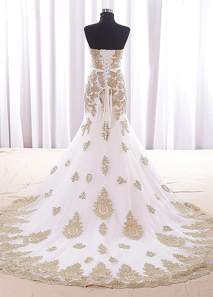 Sweetheart Champagne Floor-length Mermaid Evening Prom Dress With Lace Appliques 