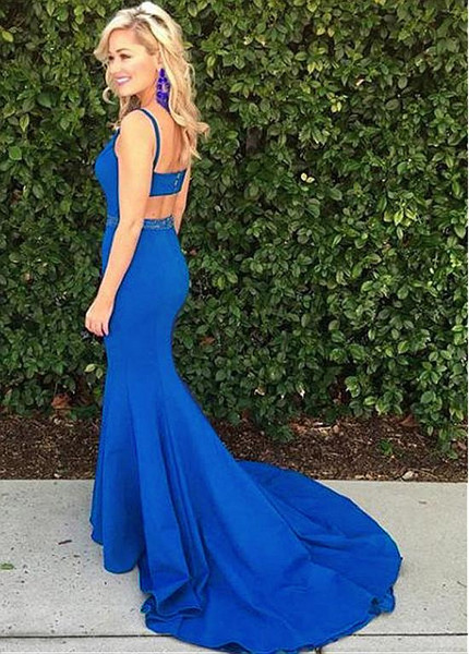 Shop 2019 Stretch Satin Jewel Mermaid Evening Dresses With Beadings