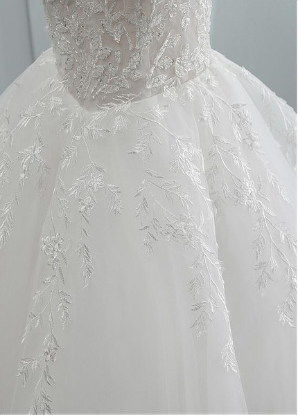Lace Sweetheart Long Ball Gown Button Wedding Dress
