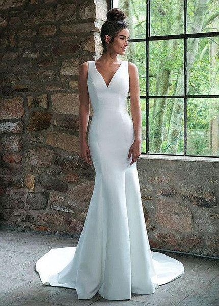 sexy satin wedding dress