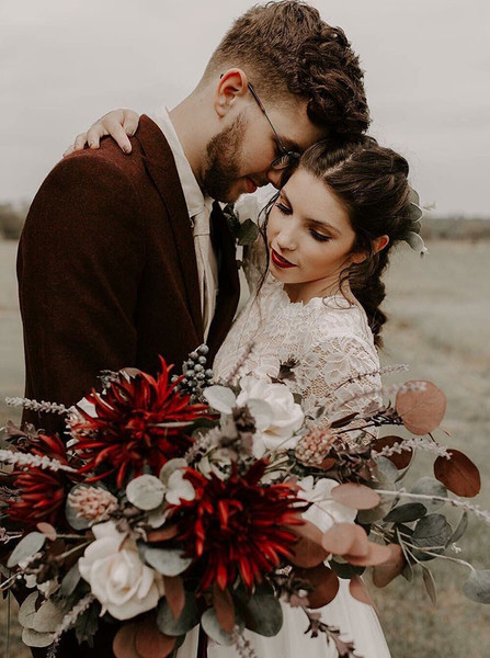 Shop Cheap A-Line Round Neck Long Sleeves Backless Lace Top Wedding Dress