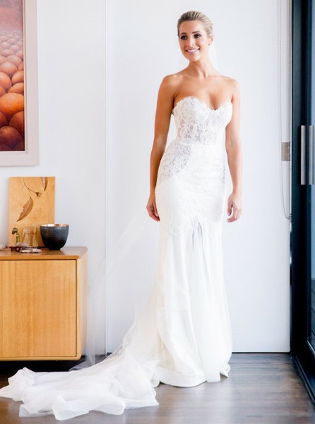 Mermaid Sweetheart Sweep Train Wedding Dress with Lace