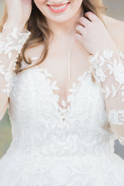 Shop Winter Long Sleeve V Neck A Line Zipper Up Sweep Train Lace Wedding Dress