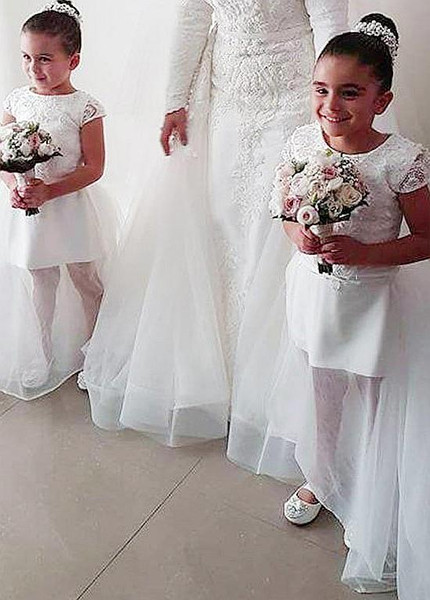 Shop Cheap Tulle Jewel White Ball Gown Flower Girl Dresses With Beadings under 80