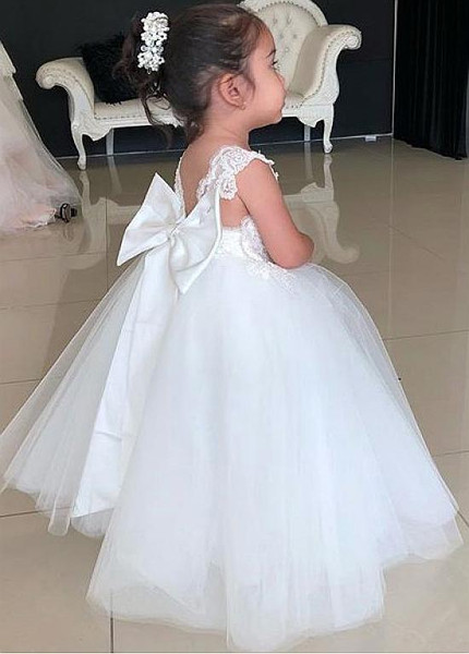 Shop Cheap Tulle Square Appliques Ball Gown Flower Girl Dresses With  Bowknot