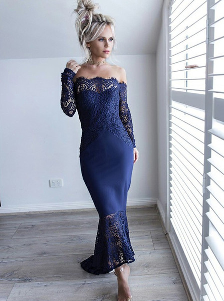 long sleeve navy blue bridesmaid dresses