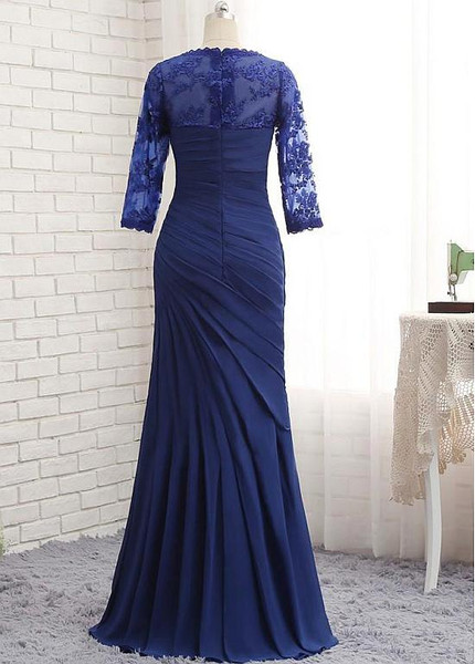 Shop Royal Blue Chiffon Sweetheart Blue Mermaid Mother Dresses Half Length Sleeves under 150