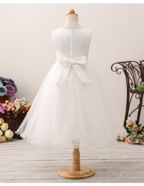  Applique Lace Princess Tulle Short Flower Girl Dress