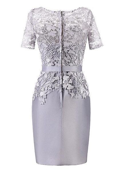  Taffeta Bateau Neckline Short Sleeves Sheath/Column Mother Of The Bride Dresses With Belt