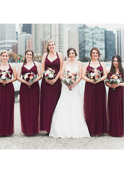 a line strapless long dark purple bridesmaid dresses