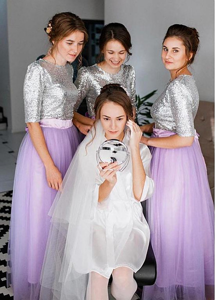 purple and silver bridesmaid dresses