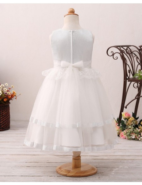 Beach Wedding Ivory Layered Short Flower Girl Dress