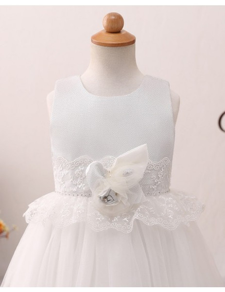Beach Wedding Ivory Layered Short Flower Girl Dress 