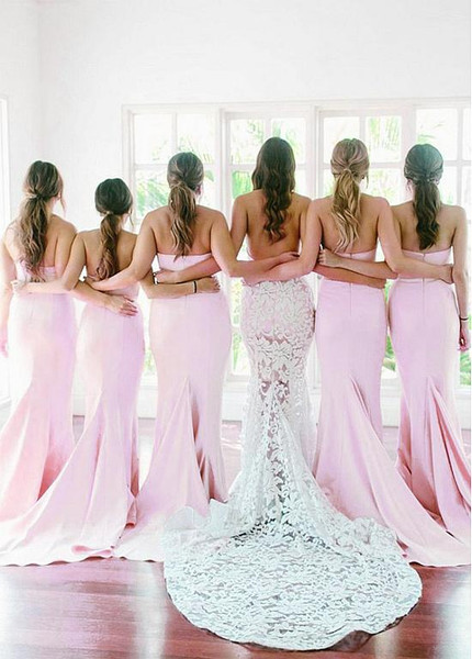 Shop Cheap Chiffon Sweetheart Pink Mermaid Bridesmaid Dress With Belt Under 100