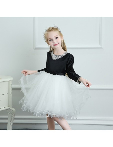  Spring Winter Performance Dress  Black And White Tutus Girls Ballet Dress