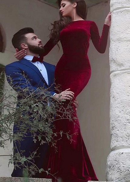 Shop Beautiful Fleece Bateau Burgundy Mermaid Evening Dresses With Beaded Embroidery under 200