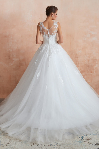 Shop Beautiful ANNAKOO Ball Gown Court Train Tulle Appliqued Wedding Dress Under 200