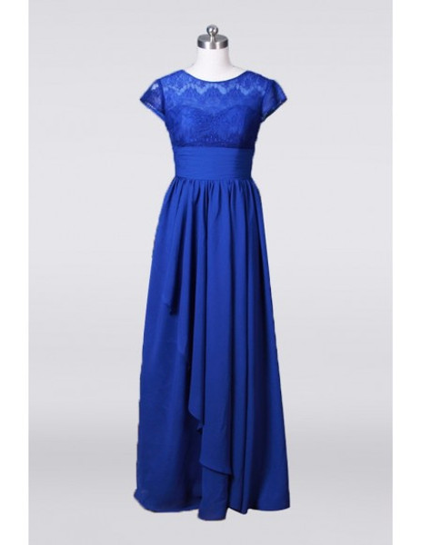  Chiffon Royal Blue Lace Mother Of The Bride Dress Long