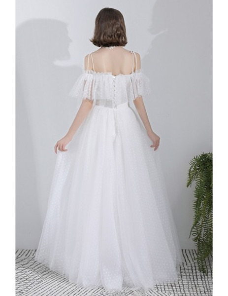 Shop Romantic  Beautiful Vintage Polka Dot Wedding Dress Off Shoulder With Straps for 2020 wedding 