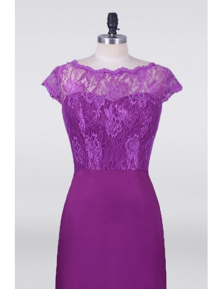 Purple Petite Cap Sleeves Mermaid Mother Of The Bride Dresses