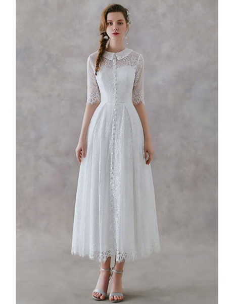 Shop Beautiful Annakoo French Vintage Collar Half Sleeves Lace Tea