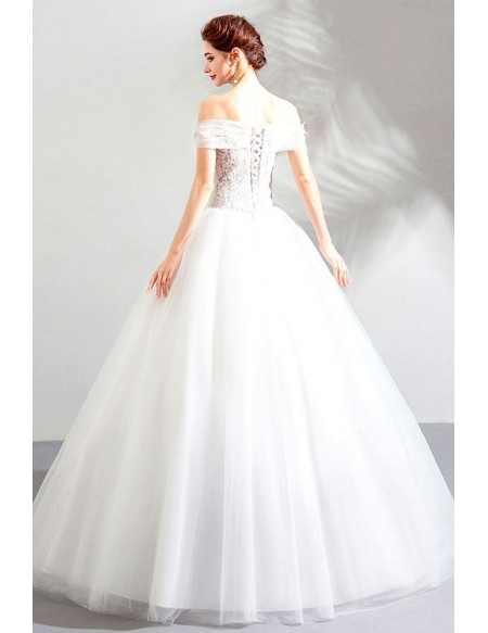 Luxury Fast Shipping Embroidery Princess Off The Shoulder Ball Gown Wedding Dress  from ANNAKOO