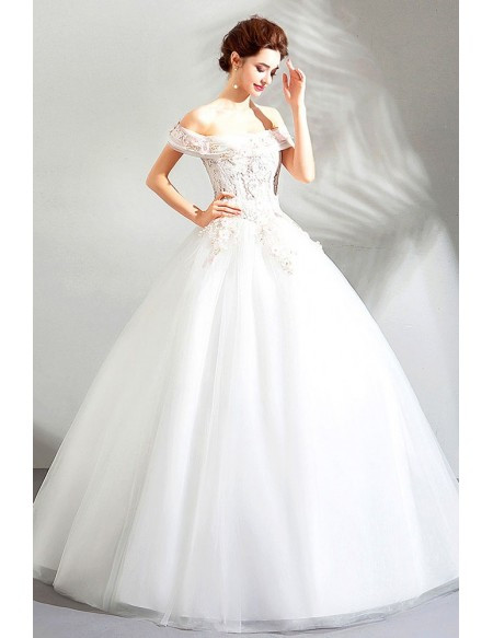 Luxury Fast Shipping Embroidery Princess Off The Shoulder Ball Gown Wedding Dress  from ANNAKOO