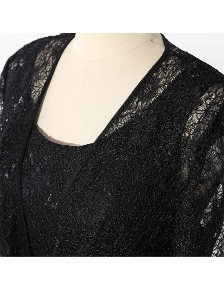 Lace Long Black Mother Of The Bride Dress With Jacket