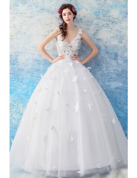 white ball gown wedding dress