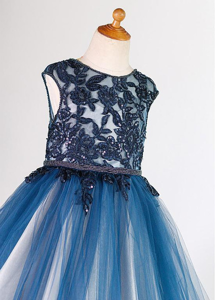 Shop Beautiful Tulle Jewel Beading Appliques Ruffles A-line Flower Girl Dress from ANNAKOO