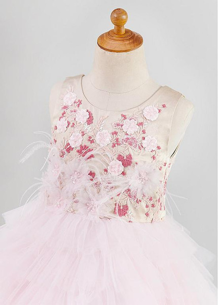 Shop Cute Tulle Jewel Tulle Appliques Beading Ball Gown Knee-length Flower Girl Dress from