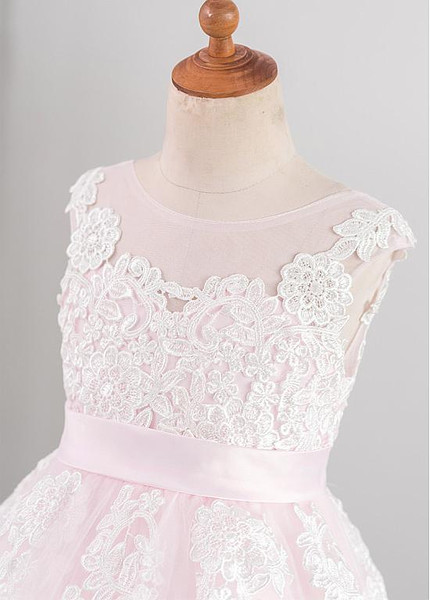 Shop Beautiful Tulle Bateau Pink A-line Knee-length Flower Girl Dress under 100