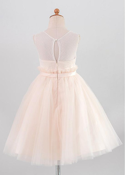 a line knee length flower girl dress