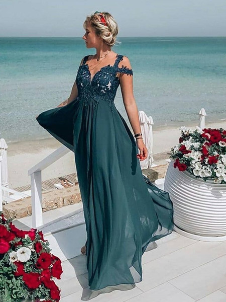 Shop Sexy Summer Chiffon Simple Off The Shoulder Lace Dark Green Prom Dress Under 100