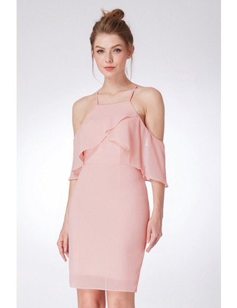 pink off the shoulder short dress